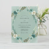 Invitation Mariage Couronne de Bronze Céladon (Debout devant)