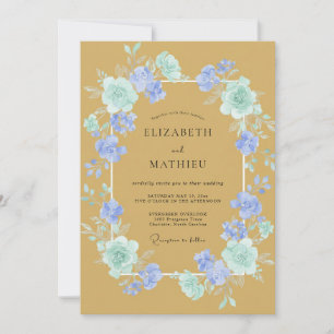 Invitation Mariage Couronne de Céladon Moutarde