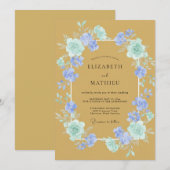 Invitation Mariage Couronne de Céladon Moutarde (Devant / Derrière)