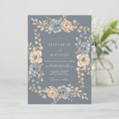 Invitation Mariage Couronne de Champagne Ardoise Antique (Debout devant)