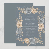 Invitation Mariage Couronne de Champagne Ardoise Antique (Devant / Derrière)