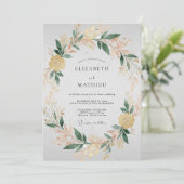 Invitation Mariage Couronne de Champagne Jaune (Debout devant)