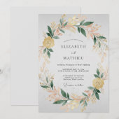 Invitation Mariage Couronne de Champagne Jaune (Devant / Derrière)