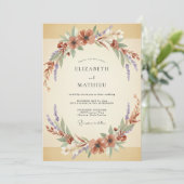 Invitation Mariage Couronne de Champagne Rouille (Debout devant)
