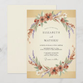 Invitation Mariage Couronne de Champagne Rouille (Devant / Derrière)
