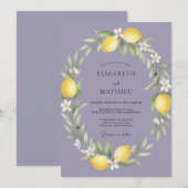Invitation Mariage Couronne de Citron Pervenche (Devant / Derrière)