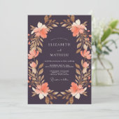 Invitation Mariage Couronne de Corail de Prune (Debout devant)