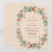 Invitation Mariage Couronne de Corail Endormi (Devant / Derrière)