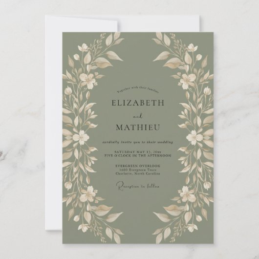 Invitation Mariage Couronne de Crème Mousseuse (Devant)