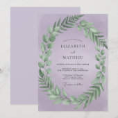 Invitation Mariage Couronne de Feuilles de Lilas (Devant / Derrière)