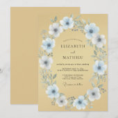 Invitation Mariage Couronne de Fleurs Bleu Ciel (Devant / Derrière)