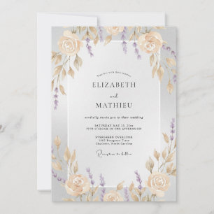 Invitation Mariage Couronne de Lilas Champagne