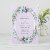 Invitation Mariage Couronne de Lilas et Menthe (Debout devant)