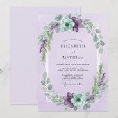 Invitation Mariage Couronne de Lilas et Menthe (Devant / Derrière)