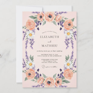 Invitation Mariage Couronne de Lilas Pâle Abricot