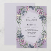 Invitation Mariage Couronne de Lilas Pervenche (Devant / Derrière)