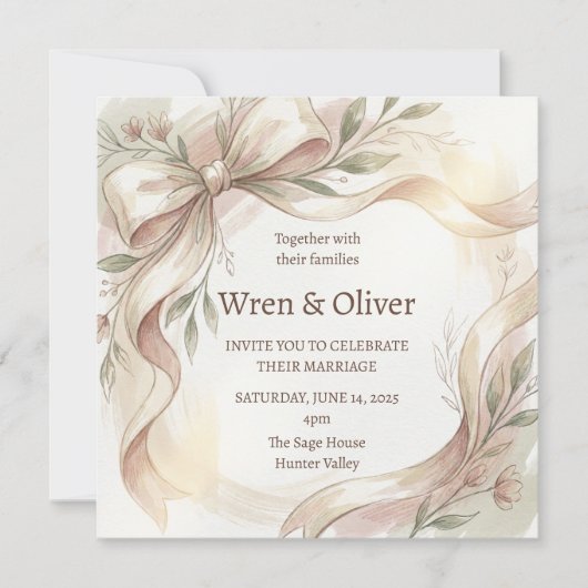 Invitation Mariage Couronne de Magnolia (Devant)