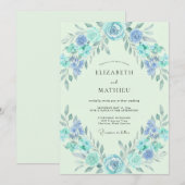Invitation Mariage Couronne de Menthe Azurée (Devant / Derrière)