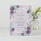 Invitation Mariage Couronne de Menthe Violette (Debout devant)
