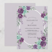 Invitation Mariage Couronne de Menthe Violette (Devant / Derrière)