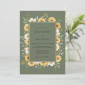 Invitation Mariage Couronne de Moutarde Olive (Debout devant)