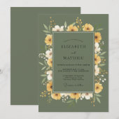 Invitation Mariage Couronne de Moutarde Olive (Devant / Derrière)