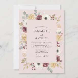 Invitation Mariage Couronne de Moutarde Rosée