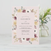 Invitation Mariage Couronne de Moutarde Rosée (Debout devant)
