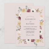 Invitation Mariage Couronne de Moutarde Rosée (Devant / Derrière)