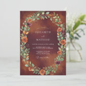 Invitation Mariage Couronne de Orange Brûlé (Debout devant)