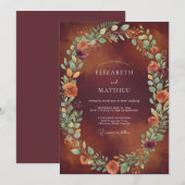 Invitation Mariage Couronne de Orange Brûlé (Devant / Derrière)