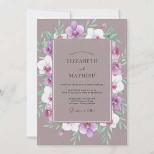 Invitation Mariage Couronne de Orchidées Mauves