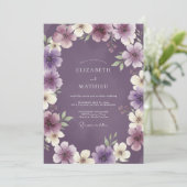 Invitation Mariage Couronne de Prune Améthyste (Debout devant)