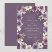 Invitation Mariage Couronne de Prune Améthyste (Devant / Derrière)