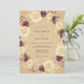 Invitation Mariage Couronne de Prune Champagne (Debout devant)