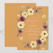 Invitation Mariage Couronne de Prune Ocre (Devant / Derrière)