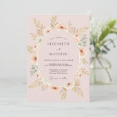 Invitation Mariage Couronne de Rose Doré (Debout devant)
