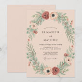 Invitation Mariage Couronne de Rouille Atténuée (Devant / Derrière)