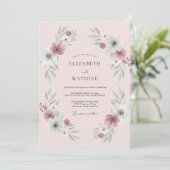 Invitation Mariage Couronne de Sauge Rose (Debout devant)