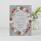 Invitation Mariage Couronne de Slate Bourgogne Profond (Debout devant)