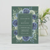 Invitation Mariage Couronne de Slate Indigo (Debout devant)