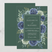 Invitation Mariage Couronne de Slate Indigo (Devant / Derrière)