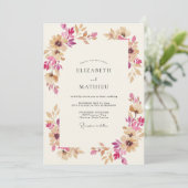 Invitation Mariage Couronne De Tan Magenta (Debout devant)