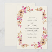 Invitation Mariage Couronne De Tan Magenta (Devant / Derrière)