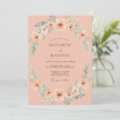 Invitation Mariage Couronne d'Eau Apricot (Debout devant)
