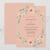 Invitation Mariage Couronne d'Eau Apricot (Devant / Derrière)