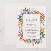 Invitation Mariage Couronne d'Ocre d'Améthyste (Devant / Derrière)