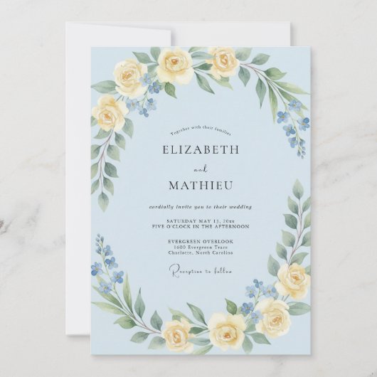Invitation Mariage Couronne d'Or Céleste (Devant)