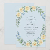 Invitation Mariage Couronne d'Or Céleste (Devant / Derrière)