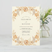 Invitation Mariage Couronne Dorée Champagne (Debout devant)